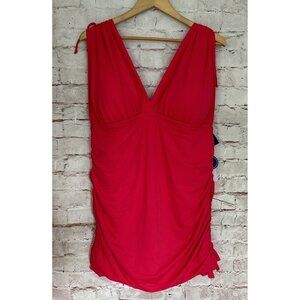 Swimsuits For All Womens One Piece Ruched Swim Dress Plus Size 20 Pink NEW
